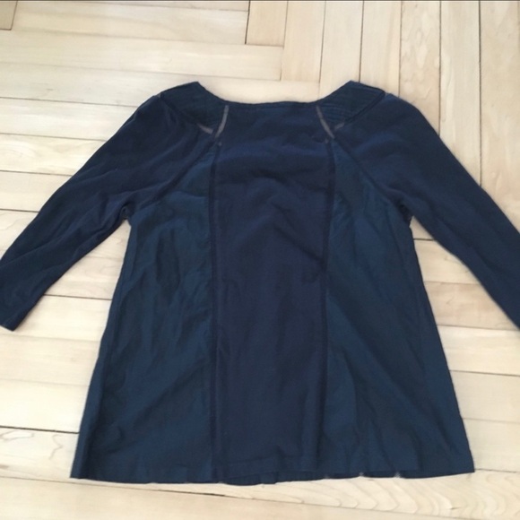 Anthropologie Deletta Navy Screen Striped Pintuck - Picture 6 of 6